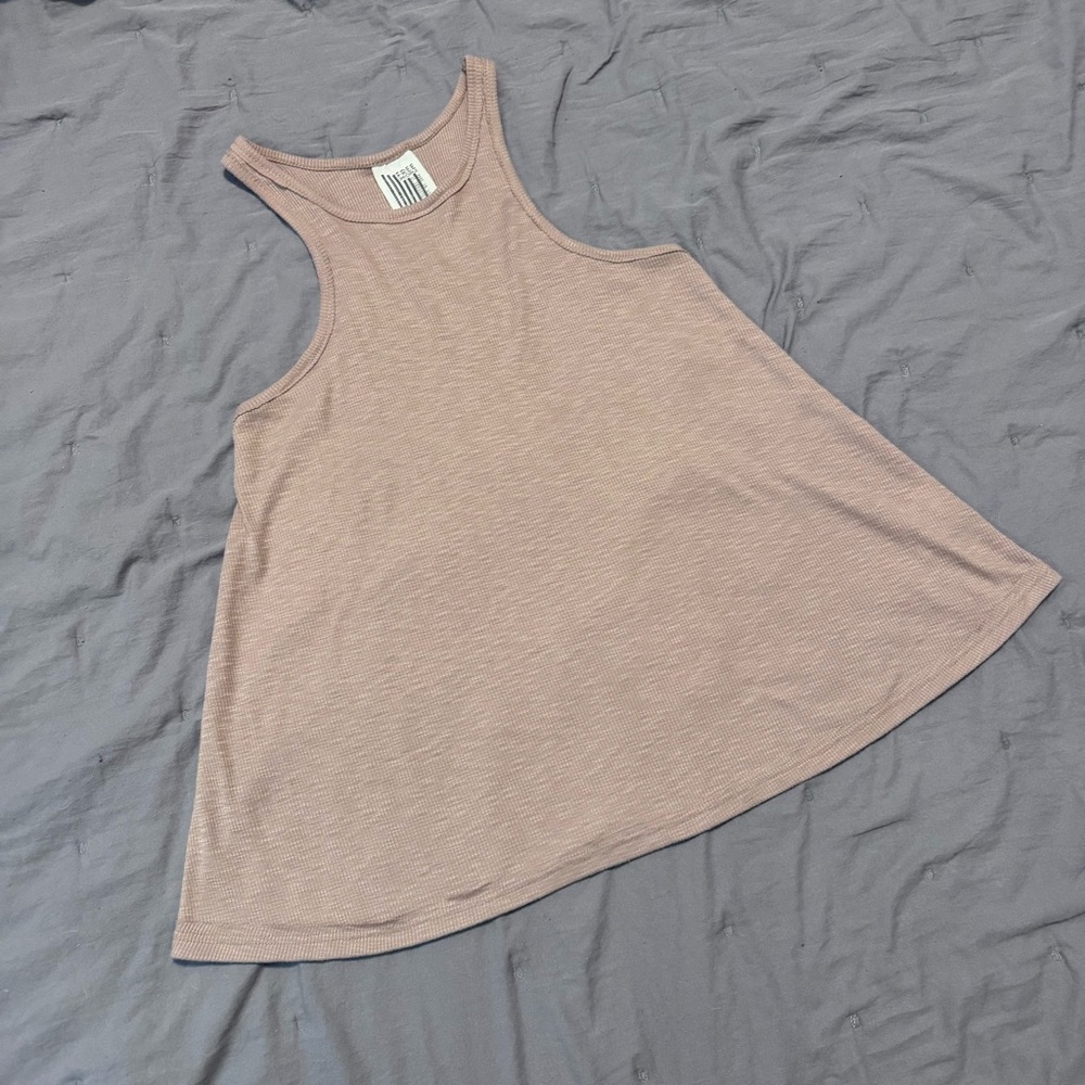 Free People Tan Asymmetrical Boxy Tank Top